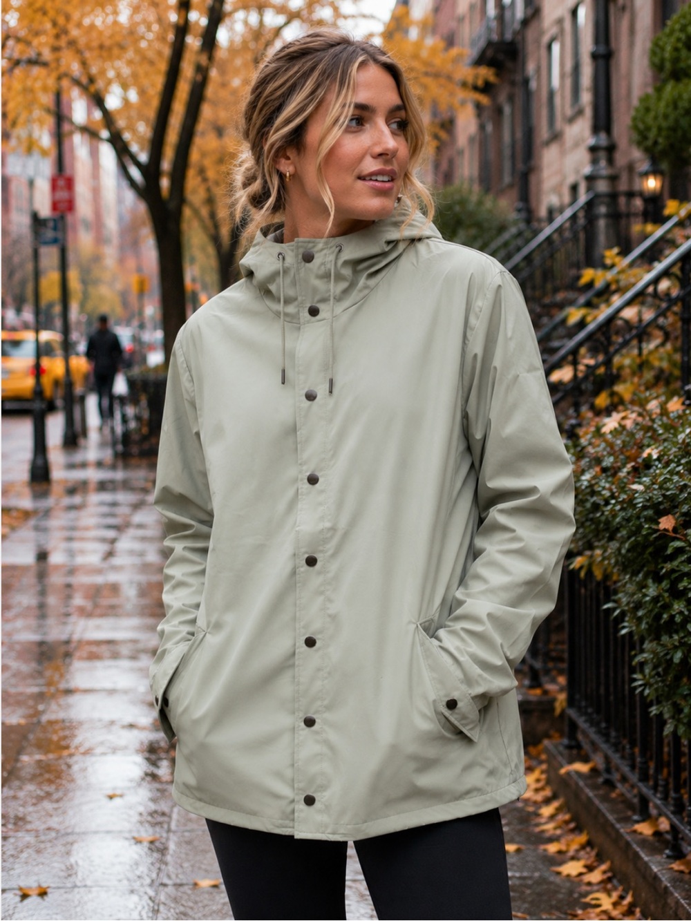 NWT Rains x Anthropologie Unisex Jacket in Cement Waterproof